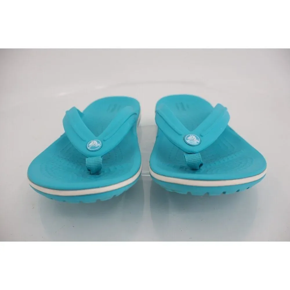 Crocs Crocband Girls Junior Size 1 Flip Flop Sandals Blue Lightweight Comfy